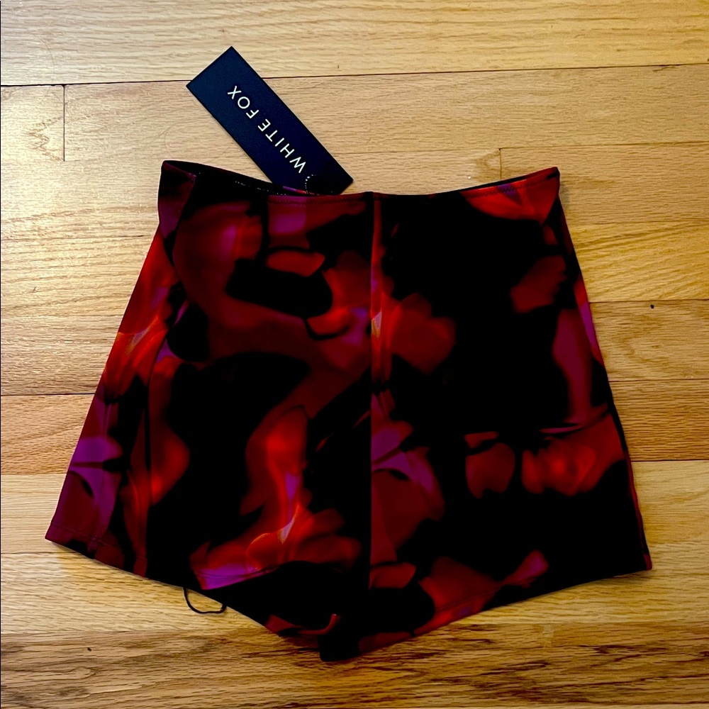 White Fox Red and Black Floral Shorts
